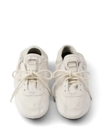 Prada Collapse Denim Sneakers In Neutral
