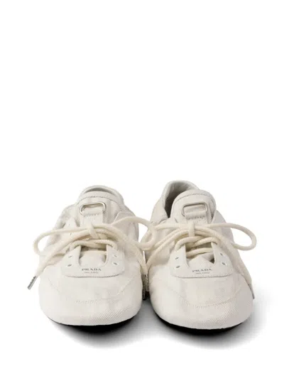 Prada Collapse Denim Sneakers In Neutral