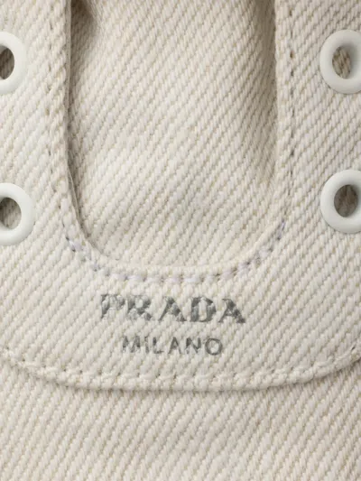Prada Collapse Denim Sneakers In Neutral