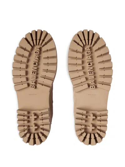 Balenciaga Combat Strike Suede-trimmed Lace-up Boots In Neutral