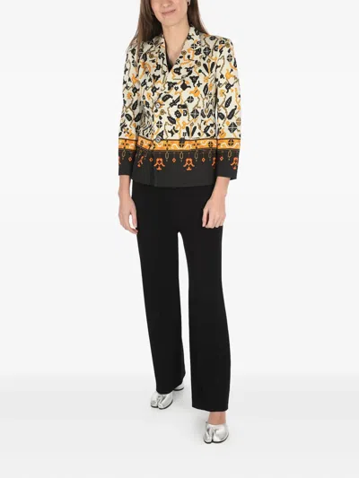 Maison Margiela Mm0 Double Breasted Blazer With Geometric Pattern In Black