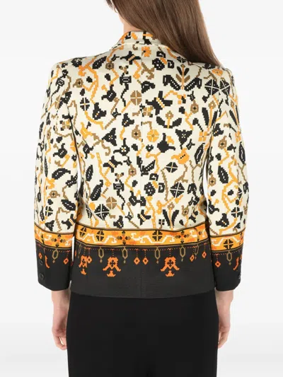 Maison Margiela Mm0 Double Breasted Blazer With Geometric Pattern In Black