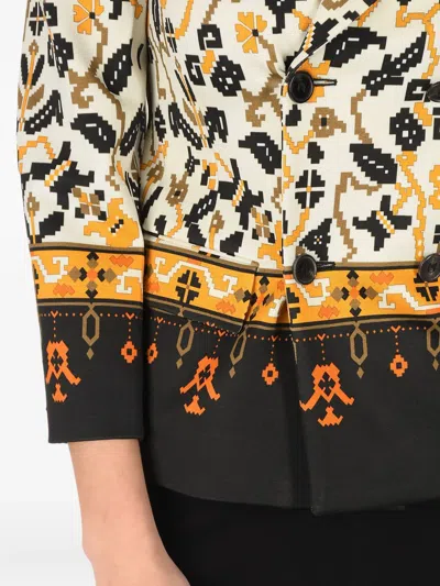 Maison Margiela Mm0 Double Breasted Blazer With Geometric Pattern In Black