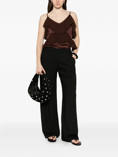 Dixie Ruffled Blouse In Brown