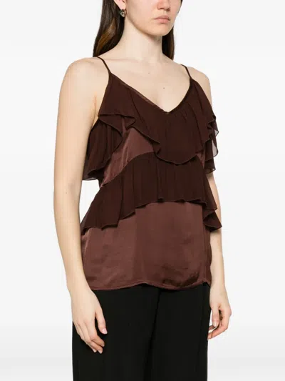 Dixie Ruffled Blouse In Brown