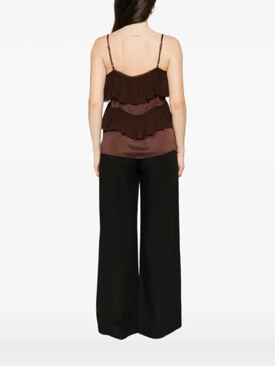 Dixie Ruffled Blouse In Brown