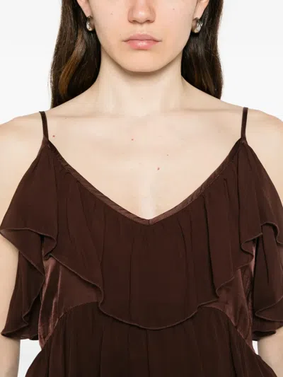 Dixie Ruffled Blouse In Brown
