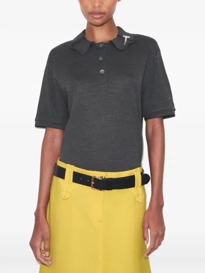 Tory Burch Oversized Silk Polo In Multi