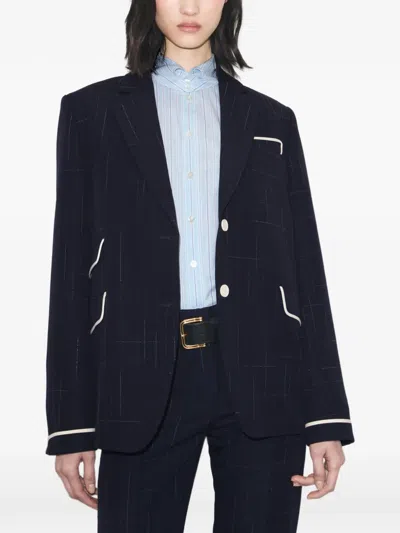 Tory Burch Buddy Wool Jacket In Blue