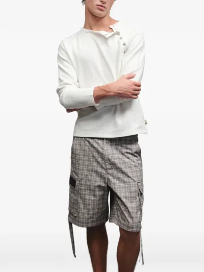 Carrer Check-pattern Cargo Shorts In Gray