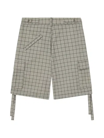 Carrer Check-pattern Cargo Shorts In Gray