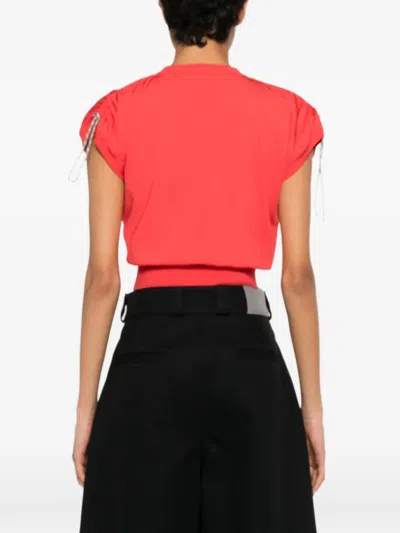 Coperni Logo-embroidered Drawstring T-shirt In Red