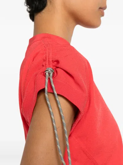 Coperni Logo-embroidered Drawstring T-shirt In Red