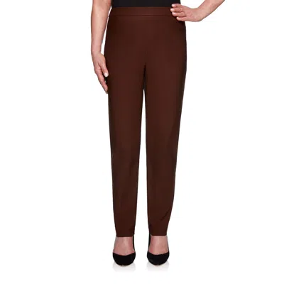 Alfred Dunner Classics Allure Pull-on Slim-leg Pants In Brown