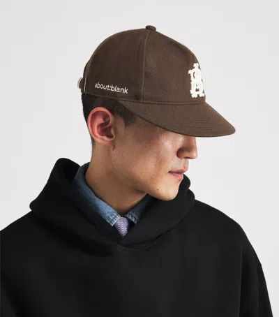 Aboutblank About:blank Wool-blend Felt Monogram Cap In Brown
