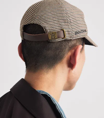 Aboutblank About:blank Wool-blend Monogram Cap In Brown
