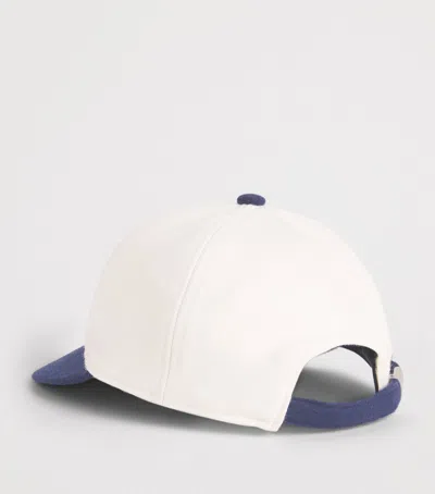 Aboutblank About:blank Wool-blend Contrast Monogram Cap In White