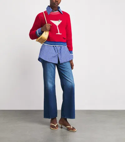 Mother Cotton The Mini Pullover Sweater In Red