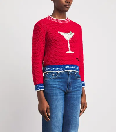 Mother Cotton The Mini Pullover Sweater In Red