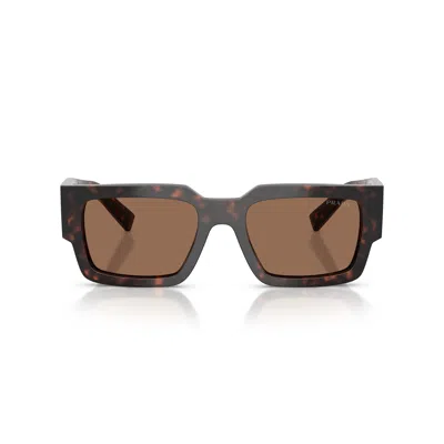 Prada 0pr B17s Bold Rectangular Tortoiseshell Acetate Sunglasses In Brown