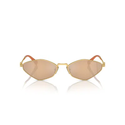 Miu Miu Womens Gold Mu 56zs Irregular-shape Metal Sunglasses In Brown
