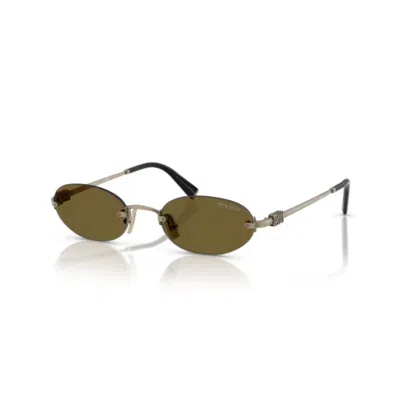 Miu Miu Womens Gold A54s Oval-frame Metal Sunglasses In Brown