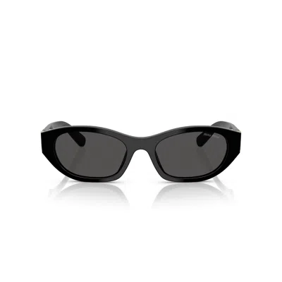 Miu Miu 0mu A03s Rectangular Black Acetate Sunglasses In Black