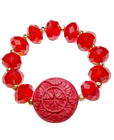 Michael Gabriel Designs Red Crystal Orient Two Stack Bracelets In Red