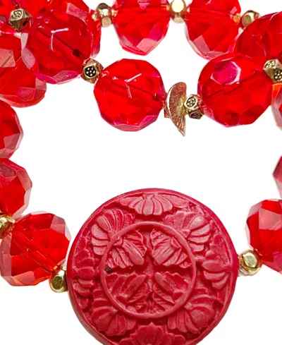 Michael Gabriel Designs Red Crystal Orient Two Stack Bracelets In Red