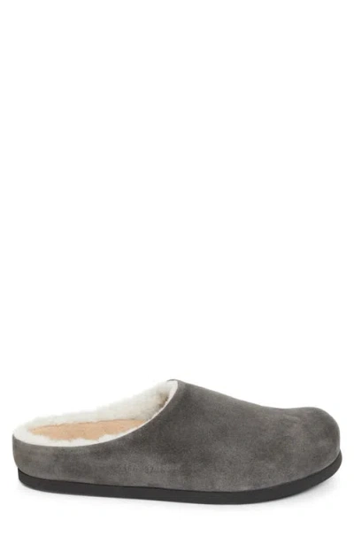 Common Projects Suede & Genuine Shearling Clog In Gray