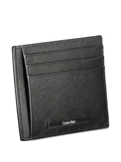 Calvin Klein Logo-plaque Leather Card Holder In Gray