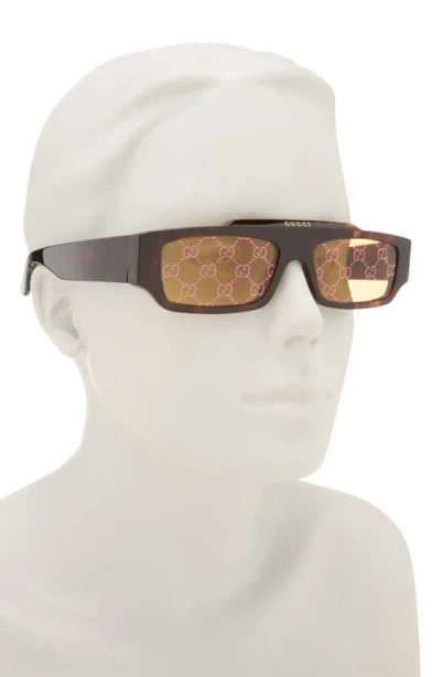 Gucci 55mm Rectangular Sunglasses In Brown