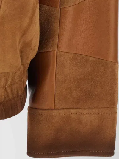 Versace Silk Nylon Patchwork Coat Elasticated Hem In Brown