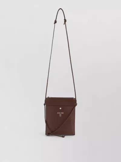 Celine Sharp Pouch Crossbody Bag Adjustable Strap In Brown