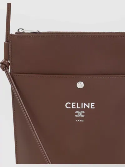 Celine Sharp Pouch Crossbody Bag Adjustable Strap In Brown