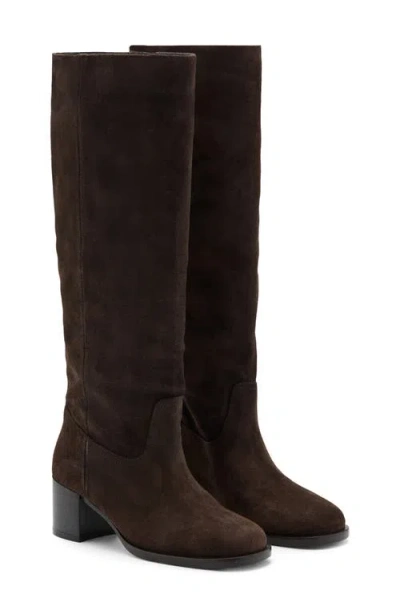 Mango Heel Suede Boots In Brown