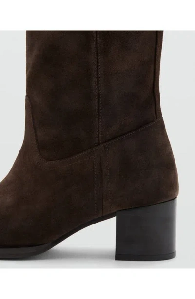 Mango Heel Suede Boots In Brown