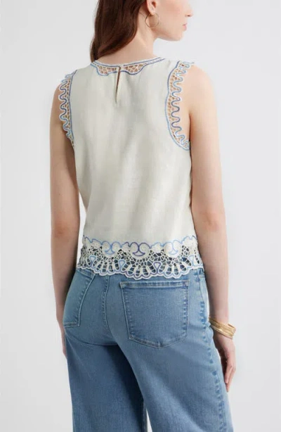 Treasure & Bond Cutwork Shell Sleeveless Top In White