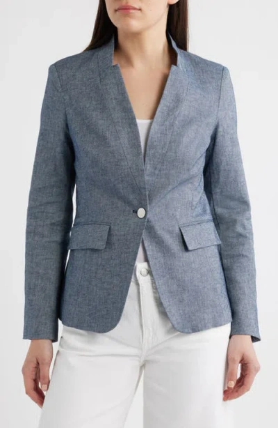 Halogenr Halogen(r) One-button Blazer In Gray