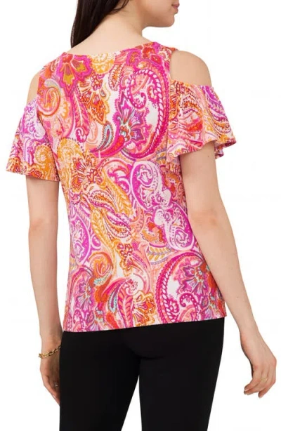 Chaus Print Cold Shoulder Top In Multi