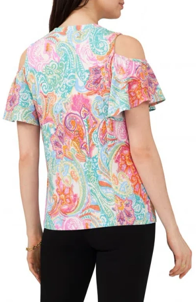 Chaus Print Cold Shoulder Top In Multi