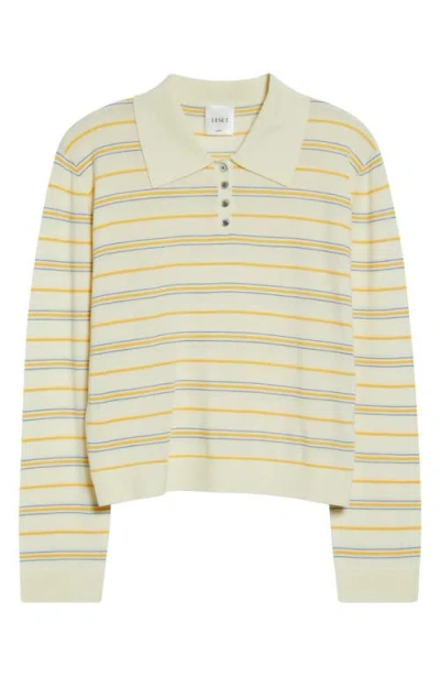 Leset James Stripe Polo In Neutral