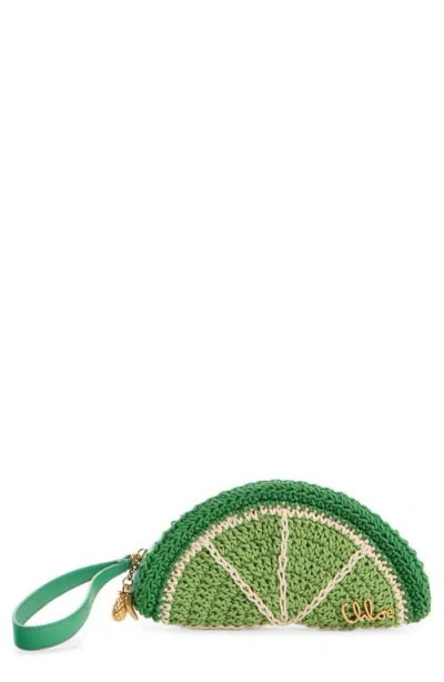 Chloé Chloe Tropicus Lime Braided Waxed Cord Clutch