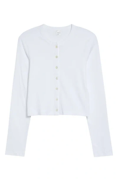 Leset Nando Button-up Crewneck Cardigan In White