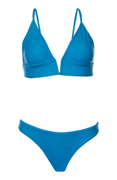 Maaji Blue Parade Reversible Triangle Bikini Top In Multi