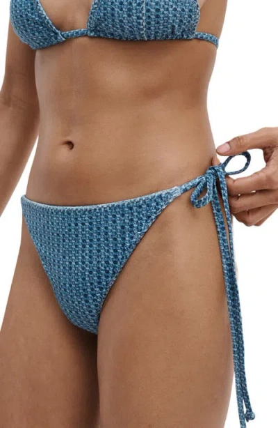 Rag & Bone Miramar Triangle String Bikini Bottoms Inwaf In Blue