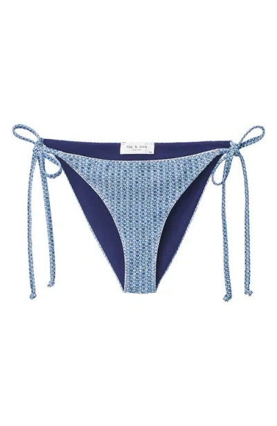 Rag & Bone Miramar Triangle String Bikini Bottoms Inwaf In Blue