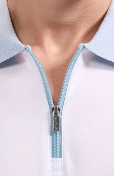 Bugatchi Quarter Zip Polo In White