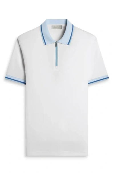 Bugatchi Quarter Zip Polo In White