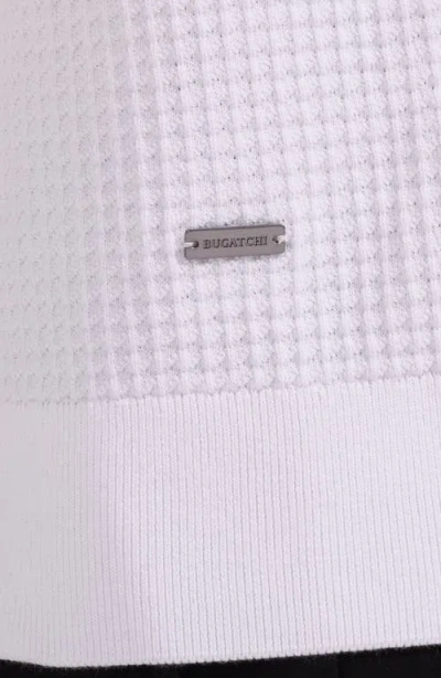 Bugatchi Waffle Stitch Polo Sweater In White